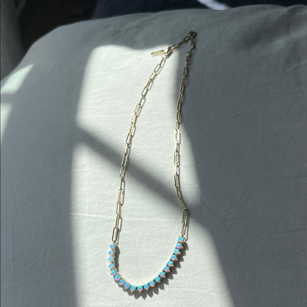 Melinda Maria Not Your Basic Samantha tennis necklace blue opal